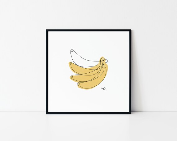 Banane Linie Kunstdruck Eine Linie Zeichnung Etsy