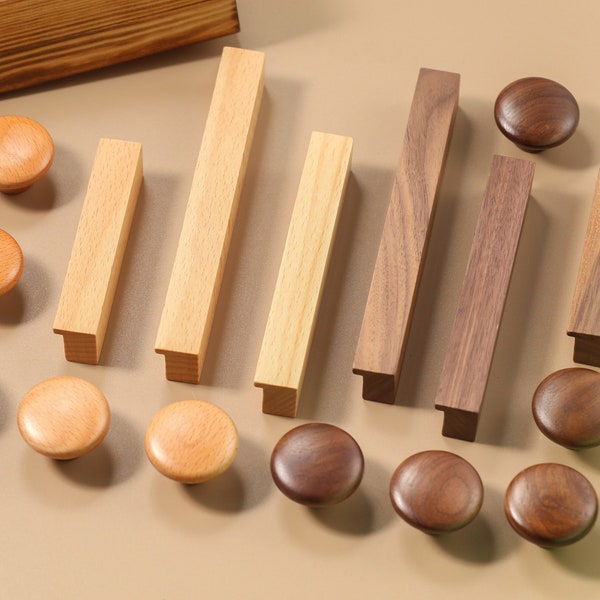 Simple natural wooden knobs pulls,Walnut wood Beech wood drawer handles,cupboard pulls wardrobe round knobs,cabinet Knobs door pulls