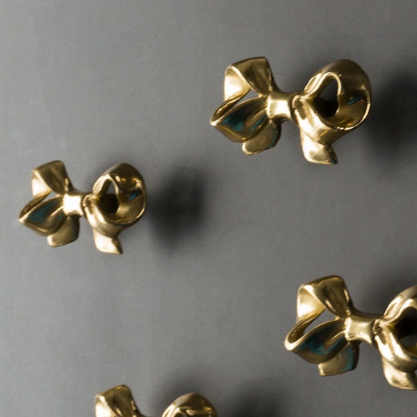 Bow Knobs brass drawer pulls wardrobe Knob Cabinet Knobs Modern girl room  Drawer Knob