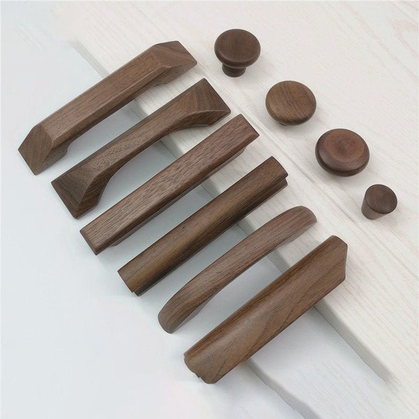 Walnut Wood Knobs cupboard drawer pulls Wooden wardrobe Knob Cabinet Knobs round Drawer Knob special texture wooden knobs pulls