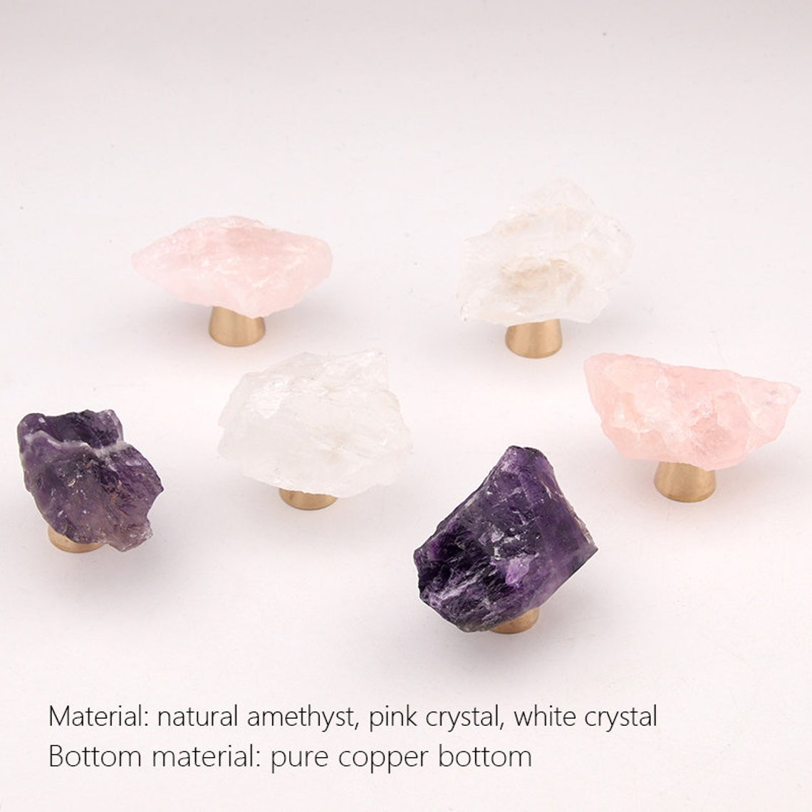 Kristall Natur Erz ein Loch Knäufe Amethyst Rosa Kristall | Etsy