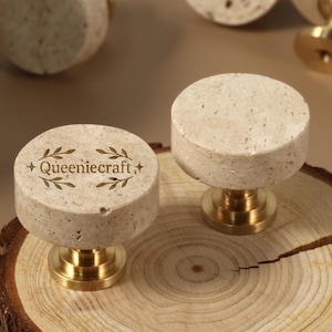 Natural travertine round knobs Drawer cabinet handles Custom Engraved wardrobe pull Nursery room decorations cabinet cupboard knob door pull
