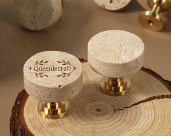 天然トラバーチンの丸いノブ引き出しキャビネットハンドルカスタム彫刻ワードローブプル子供部屋の装飾キャビネット食器棚のノブドアプル