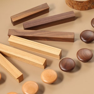 Simple natural wooden knobs pulls,Walnut wood Beech wood drawer handles,Custom Engraved cupboard pull wardrobe round knobs,cabinet door pull