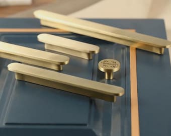 Custom Engraved Brushed solid brass dresser Handles Versatile drawer pulls wardrobe round Knob Cabinet Knobs Modern Kitchen door long Handle