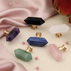 Amethyst Schubladenknopf Obsidian Möbelknauf Custom Engraved Kristall Schrank zieht Schrank Kinderzimmer Knobs Schranktür zieht Küchengriffe
