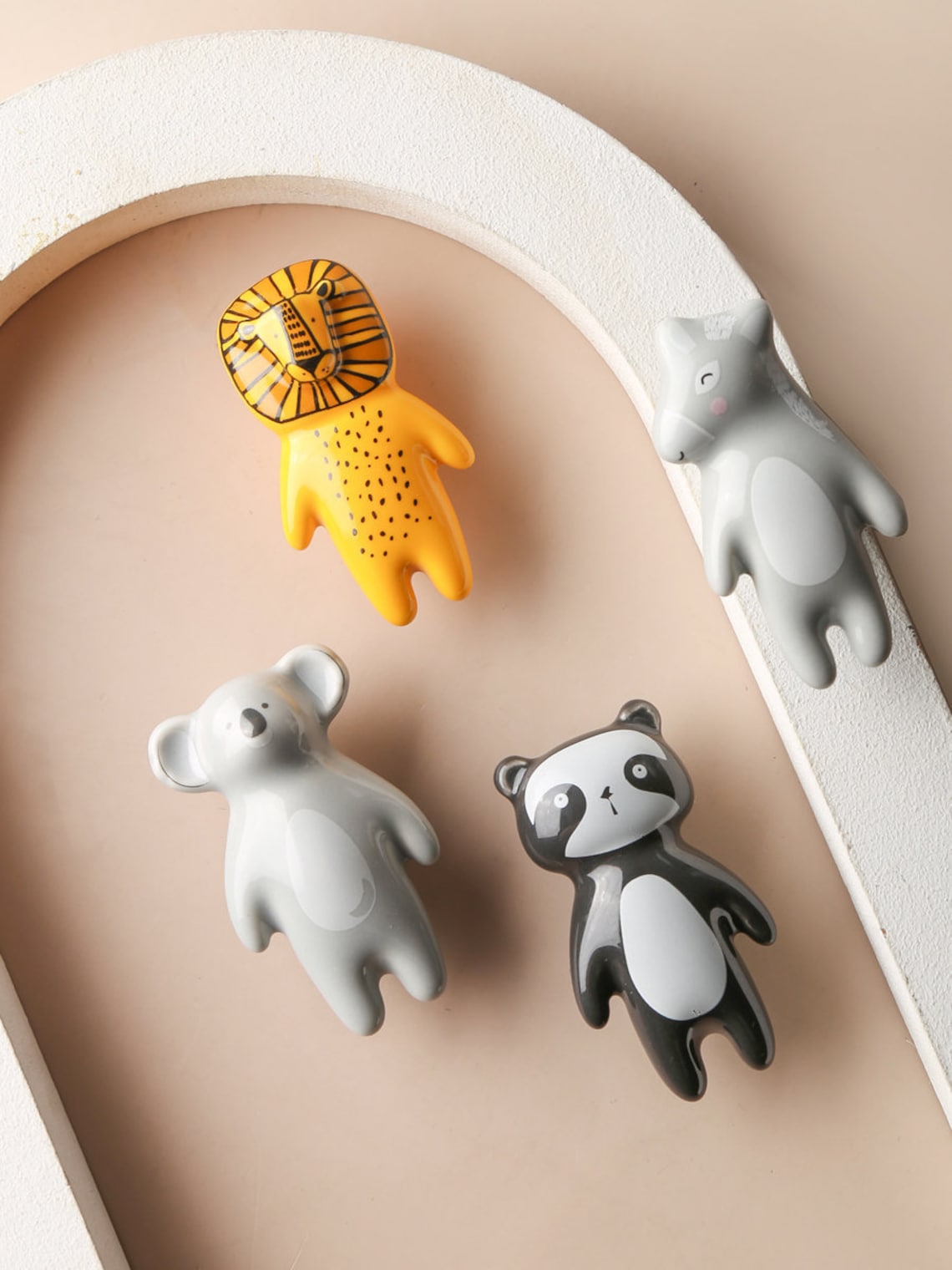 Forest animals ceramic Knobs for kids room panda drawer pulls Etsy