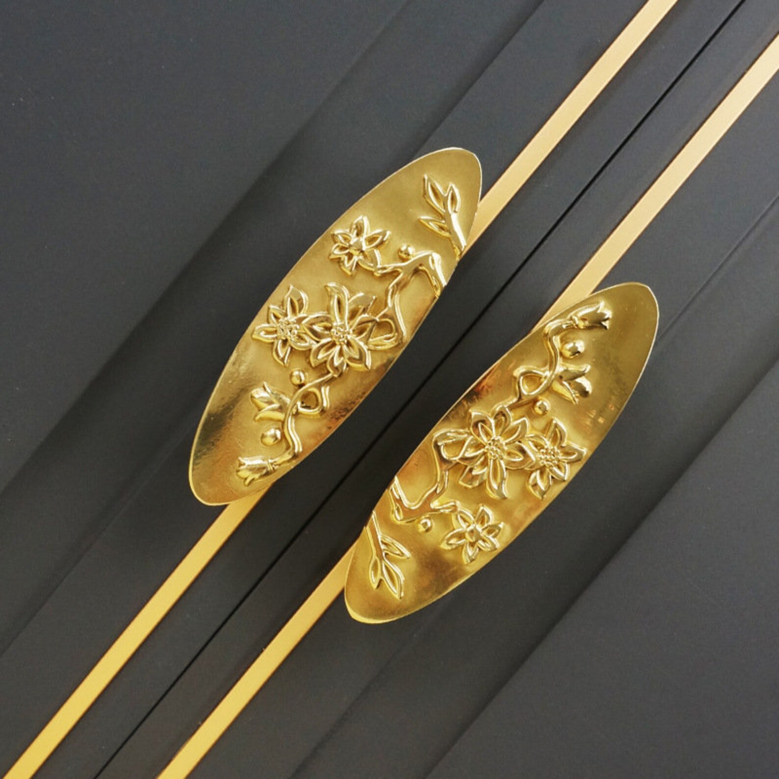 American retro brass plum blossom handle cupboard drawer pulls Etsy