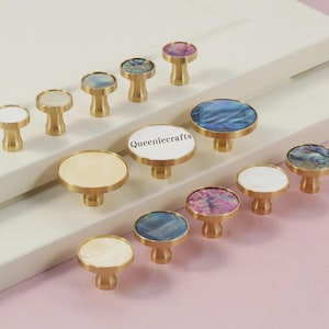 Luxus Shell Messing Schublade Knäufe Schrank zieht Benutzerdefinierte Gravierte Kleiderschrank Griffe Schrank runde Knöpfe Kommode Knobs Schranktürgriffe