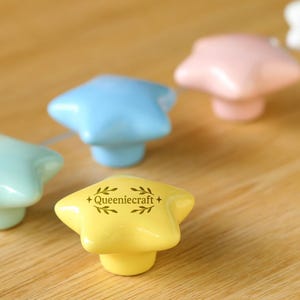 Star Ceramic knobs drawer pulls wardrobe Knob Custom Engraved Nursery room decorations lovely girls dresser knobs children room door pulls