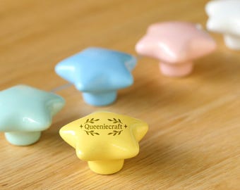 Star Ceramic knobs drawer pulls wardrobe Knob Custom Engraved Nursery room decorations lovely girls dresser knobs children room door pulls