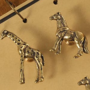 Solid brass giraffe drawer knobs Wardrobe horse handles Custom Engraved Rhinoceros cabinet pulls Animal nursery knobs Fox closet door knobs