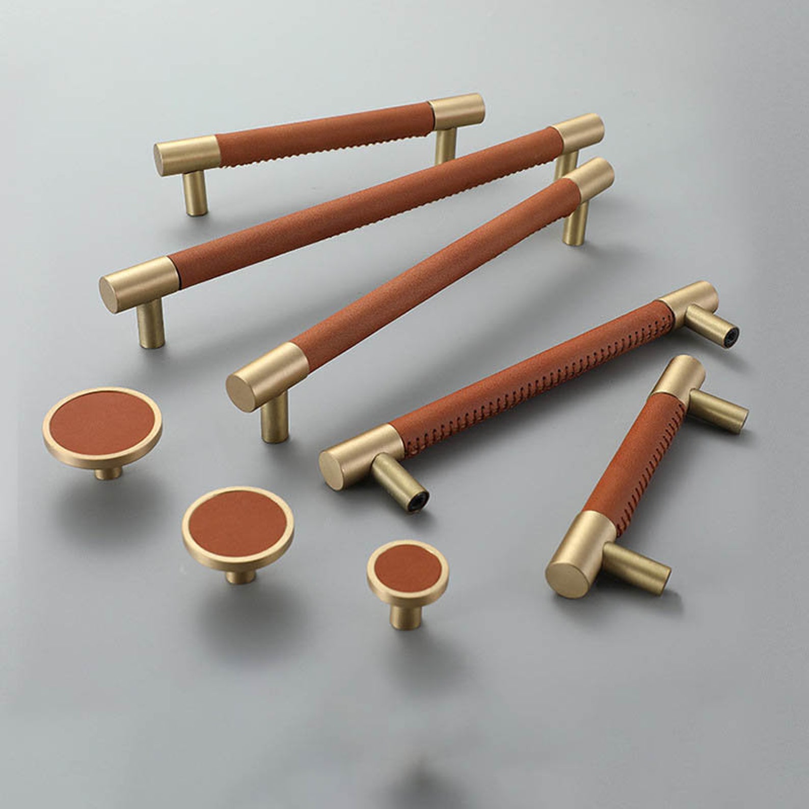 Solid Brass Leather Pulls for Bar Etsy