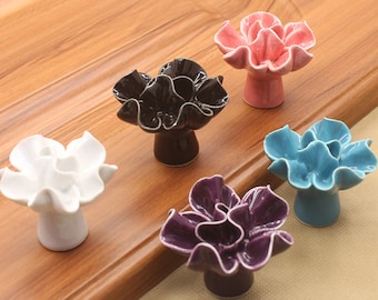 Boutons de tiroir en céramique de célosie Poignées de commode à fleurs colorées Boutons de placard de penderie Poignées de placard à chaussures Décorations de chambre de bébé