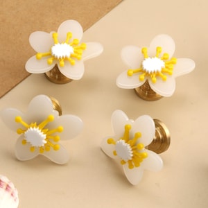 Pear blossom Dresser knob Flower drawer wardrobe handle Custom Engraved door pull Nursery decorations Acrylic cabinet cupboard pull