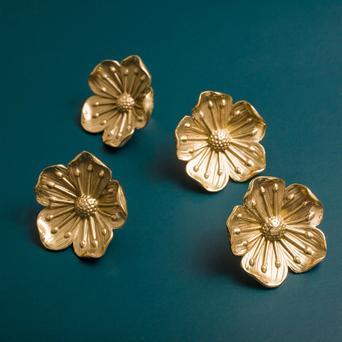 Cherry blossom Brass Knobs cupboard drawer pulls luxury Etsy