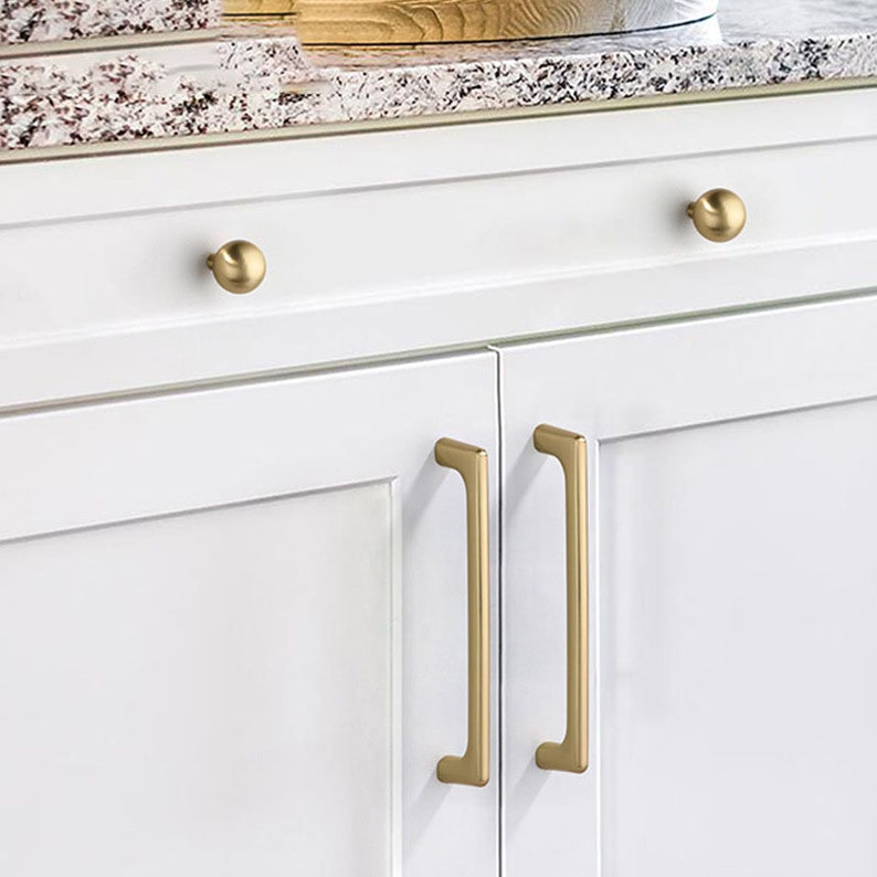 Slender Metallic Gold handles pulls knobs for Cabinet Round knob Modern Drawer Knob wardrobe hardware Ball knobs kitchen handles image 6