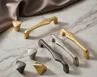 Maniglie per cassetti in nichel spazzolato personalizzate con incisione/Maniglia per anta di mobile grigio scuro/Pomelli per cassettiera/Maniglia moderna per cucina/Accessori per mobili