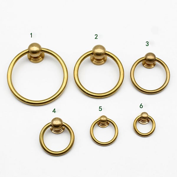 Pure Brass Pull Ring Knobs cupboard drawer pulls Metal pull ring wardrobe Knob Cabinet Knobs