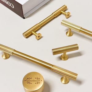 Brass Knurled Drawer Pull Vertical stripes brass handle Custom Engraved Brushed dresser pull Wardrobe Cabinet Knob Modern round door Knob