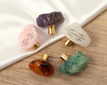 Crystal natural ore one hole Knobs Amethyst Pink crystal pulls Custom Engraved cupboard drawer pulls wardrobe Knob Cabinet Dresser handles