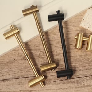Tirador de tocador de latón macizo ajustable, tirador de barra de armario con cajón, tirador de puerta extra largo moderno grabado a medida, tiradores de cocina, tirador de armario de granero