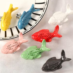 Fish Bear Ceramic drawer knobs pulls Nursery room decorations Custom Engraved wardrobe pulls dresser handles modern children room door knobs