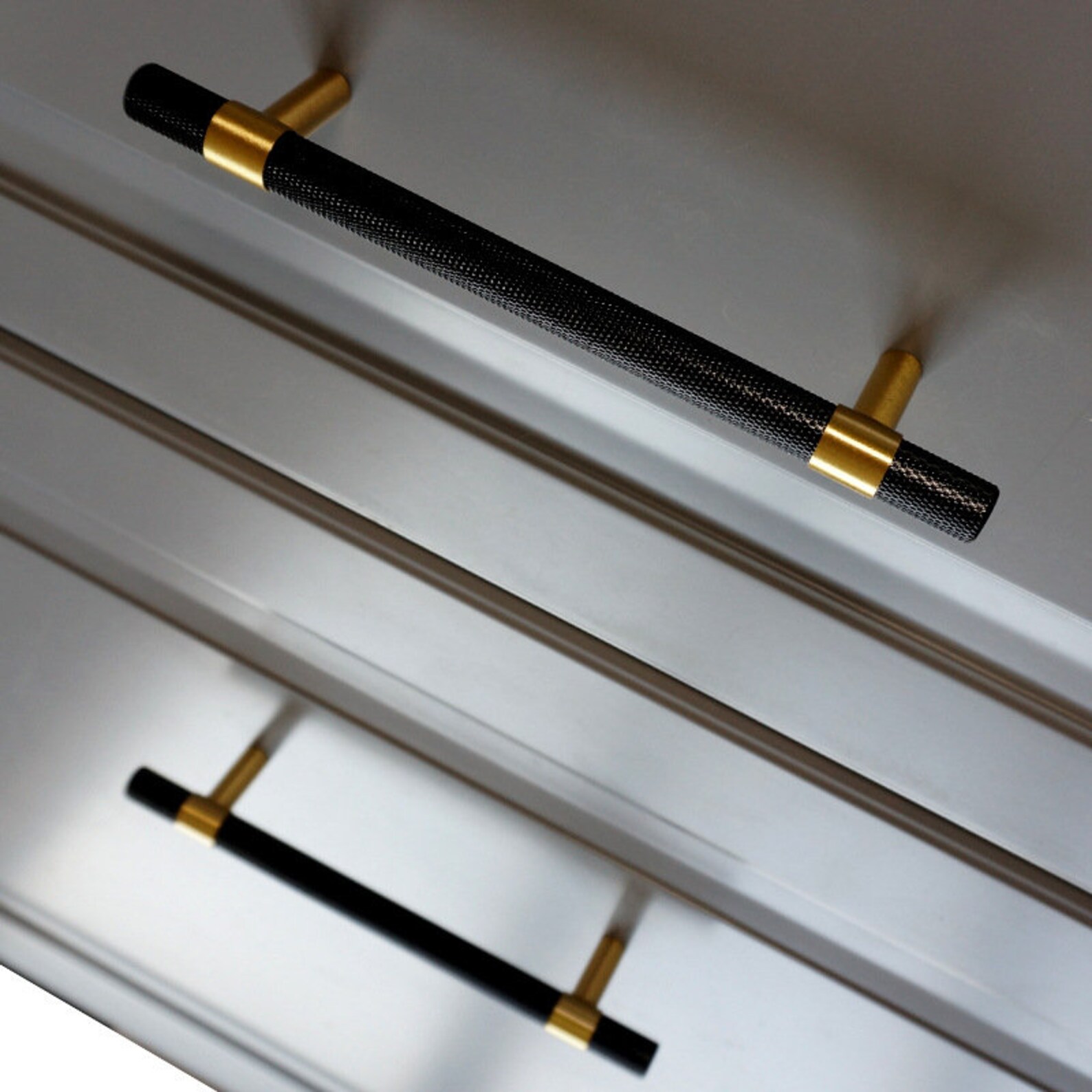 Black Brass handles modern knurled pulls for T bar Etsy