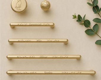 Custom Engraved Slender Metallic Gold handle pull knobs for Cabinet Round knob Modern Drawer Knob wardrobe hardware Ball knob kitchen handle