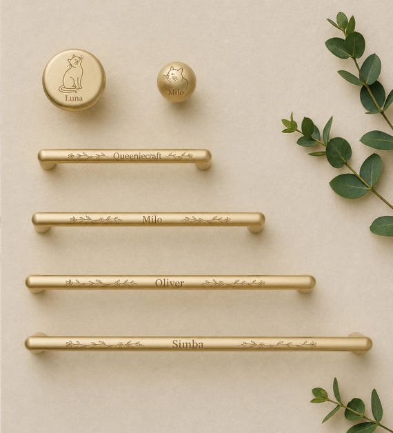 Benutzerdefinierte gravierte schlanke Metallic Gold Griff Pull Knäufe für Schrank runden Knopf moderne Schublade Knob Kleiderschrank Hardware Kugelknauf Küchengriff