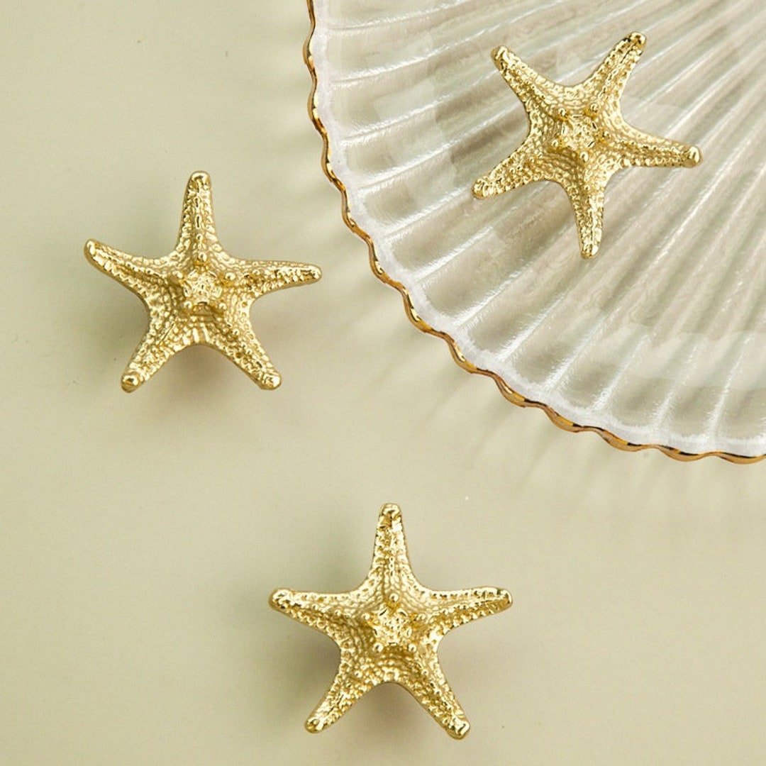 Starfish Knobs Solid Brass Drawer Pulls Wardrobe Knob Knobs