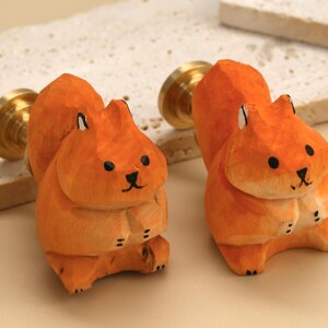 Squirrel nursery drawer wood knob Healing animal kid room cabinet pull Custom Engraved wardrobe handle Snail Hedgehog Fox Rabbit decor knobs