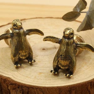 Penguin solid brass drawer knobs Animal wardrobe handles Custom Engraved cabinet kitchen pulls children room nursery knobs closet door pulls