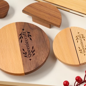 Halbmond Holz Schublade Knäufe / Schrank Schrank flache Knöpfe / Custom Gravierte Holz Halbkreis Kleiderschrank Griffe / Dresser Knäufe Türknäufe