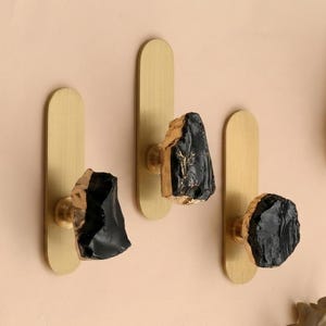 Obsidian arch hook,Natural stone wall Hanger,Modern clothes bag key hook,dresser cupboard pull,Custom Engraved wardrobe Cabinet Drawer Knob