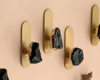 Obsidian arch hook,Natural stone wall Hanger,Modern clothes bag key hook,dresser cupboard pull,Custom Engraved wardrobe Cabinet Drawer Knob