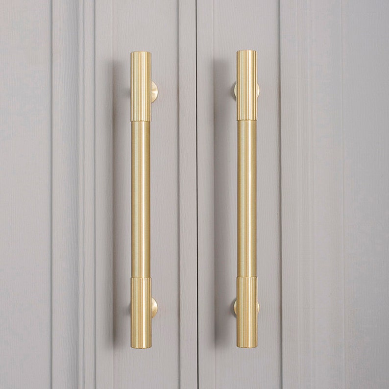 Brass Knurled Drawer Pullsvertical Stripes Brass Handles Etsy