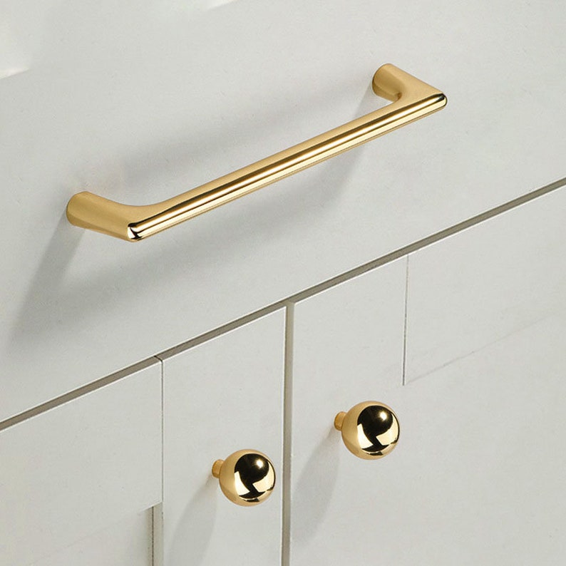 Slender Metallic Gold handles pulls knobs for Cabinet Round knob Modern Drawer Knob wardrobe hardware Ball knobs kitchen handles image 3