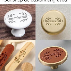 Shell brass one hole dresser Knobs cupboard drawer pulls Custom Engraved wardrobe handles Cabinet Knobs Round Knob Kitchen door pull handle image 10