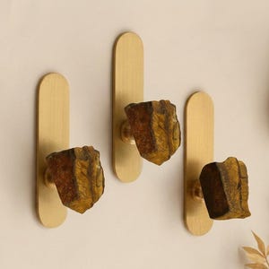 Ovaler Wandhaken aus Naturerzmessing, Wandhaken fürs Schlafzimmer, moderner Schlüsselhaken für die Veranda, Haken für Kleidung, Schals und Mäntel, Steinknopf mit Messinghaken