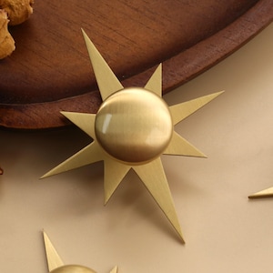 Starburst solid brass cabinet drawer pulls knobs Custom Engraved dresser door pulls knobs ball round knobs image 4