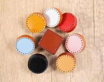 Leather Round Cabinet Knobs,Square Leather Drawer knobs,Dresser Knob modern leather furniture hardware,Closet replacement knobs,Kitchen pull