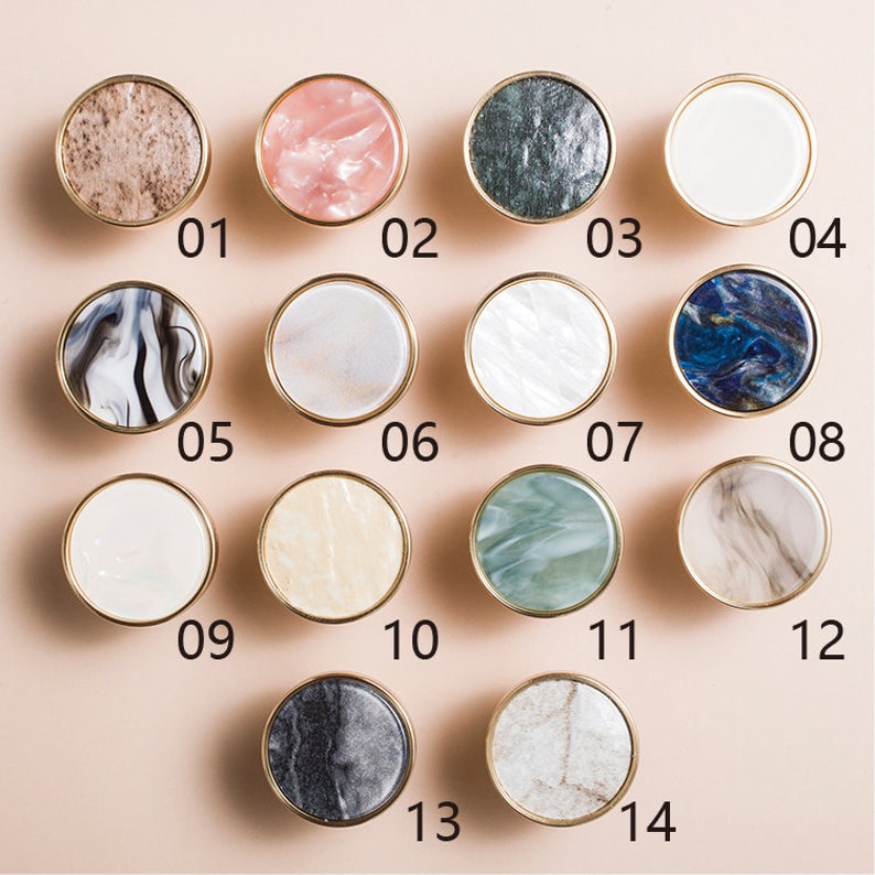 Shell brass one hole Knobs cupboard drawer pulls luxury wardrobe Knob Cabinet Knobs round Drawer Knob image 2