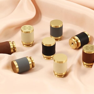 Solid Brass Leather Cabinet Knobs,Leather pulls for drawer,Custom Engraved dresser Knob,Modern leather furniture hardware,Cupboard door pull