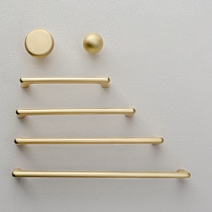 Slender Metallic Gold handles pulls knobs for Cabinet Round knob Modern Drawer Knob wardrobe hardware Ball knobs kitchen handles image 1