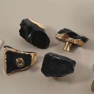 Obsidian dresser knobs Natural crystal brass bottom cupboard pulls Custom Engraved wardrobe Knobs Cabinet Drawer Knobs Nursery room handles