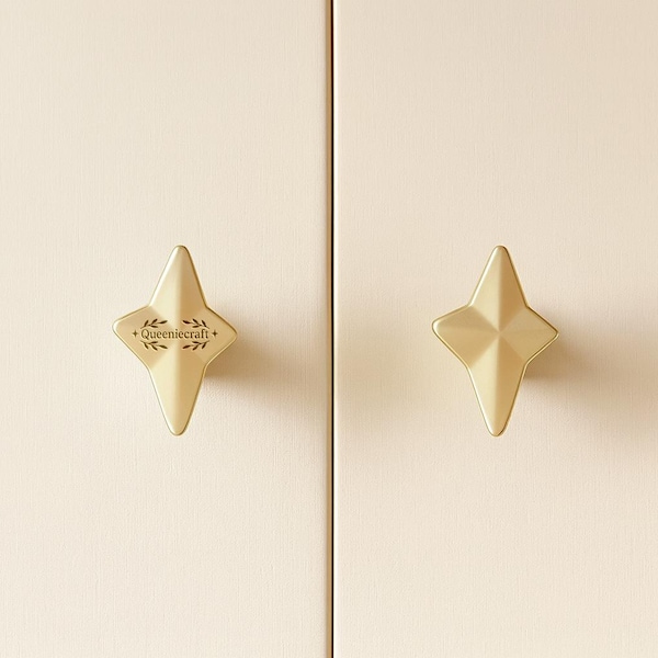 Star Knobs closet door drawer pulls wardrobe Knobs Custom Engraved Cabinet Knobs Modern brushed gold silver gray Drawer handle Wardrobe pull