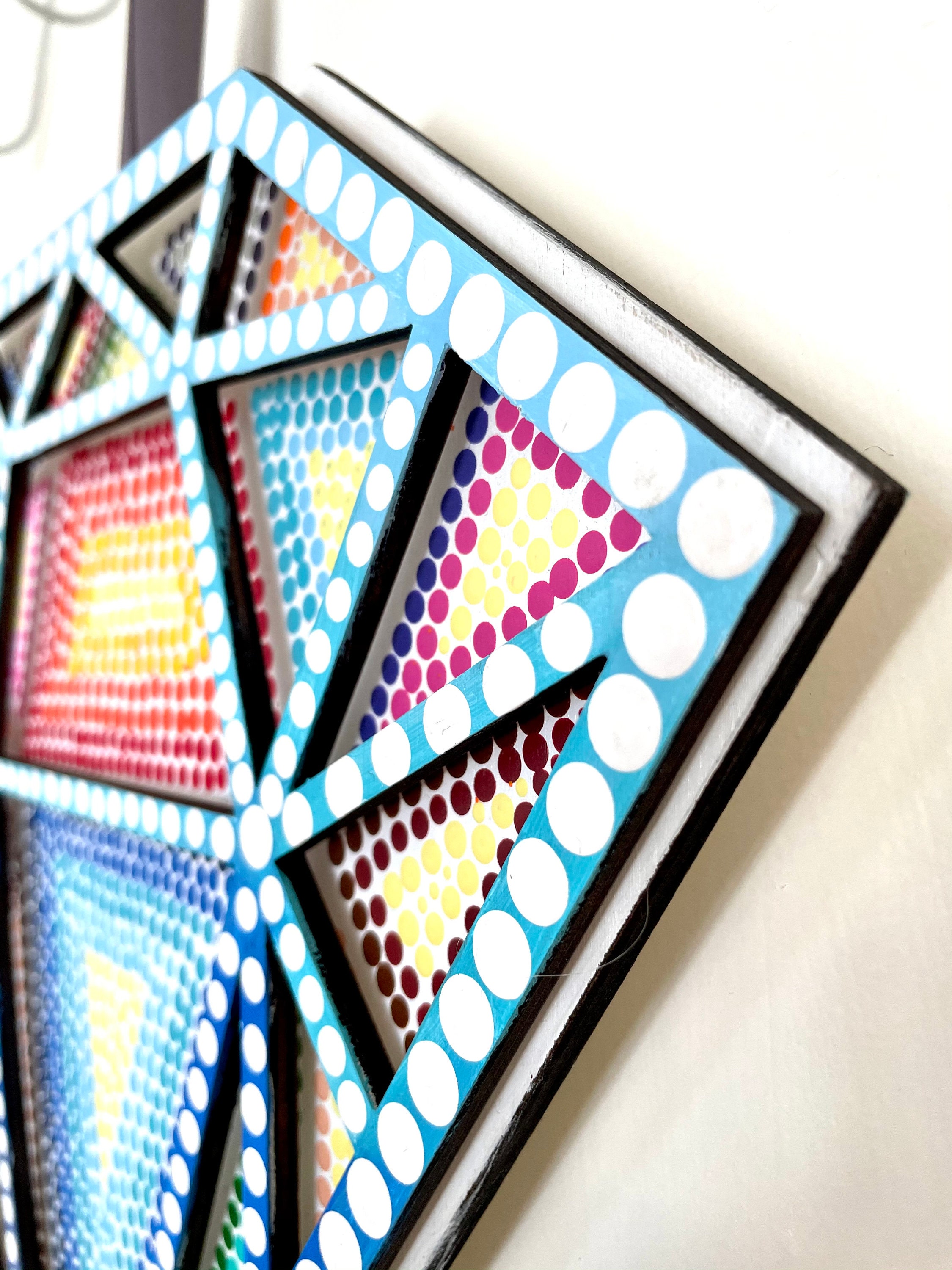 Dot Painting Wall Decor Diamond Shape Multicolor Etsy UK