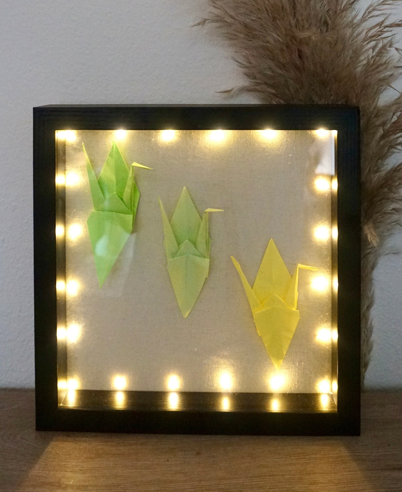 Shadow box frame with LED lights origami crane wall decoration | Etsy