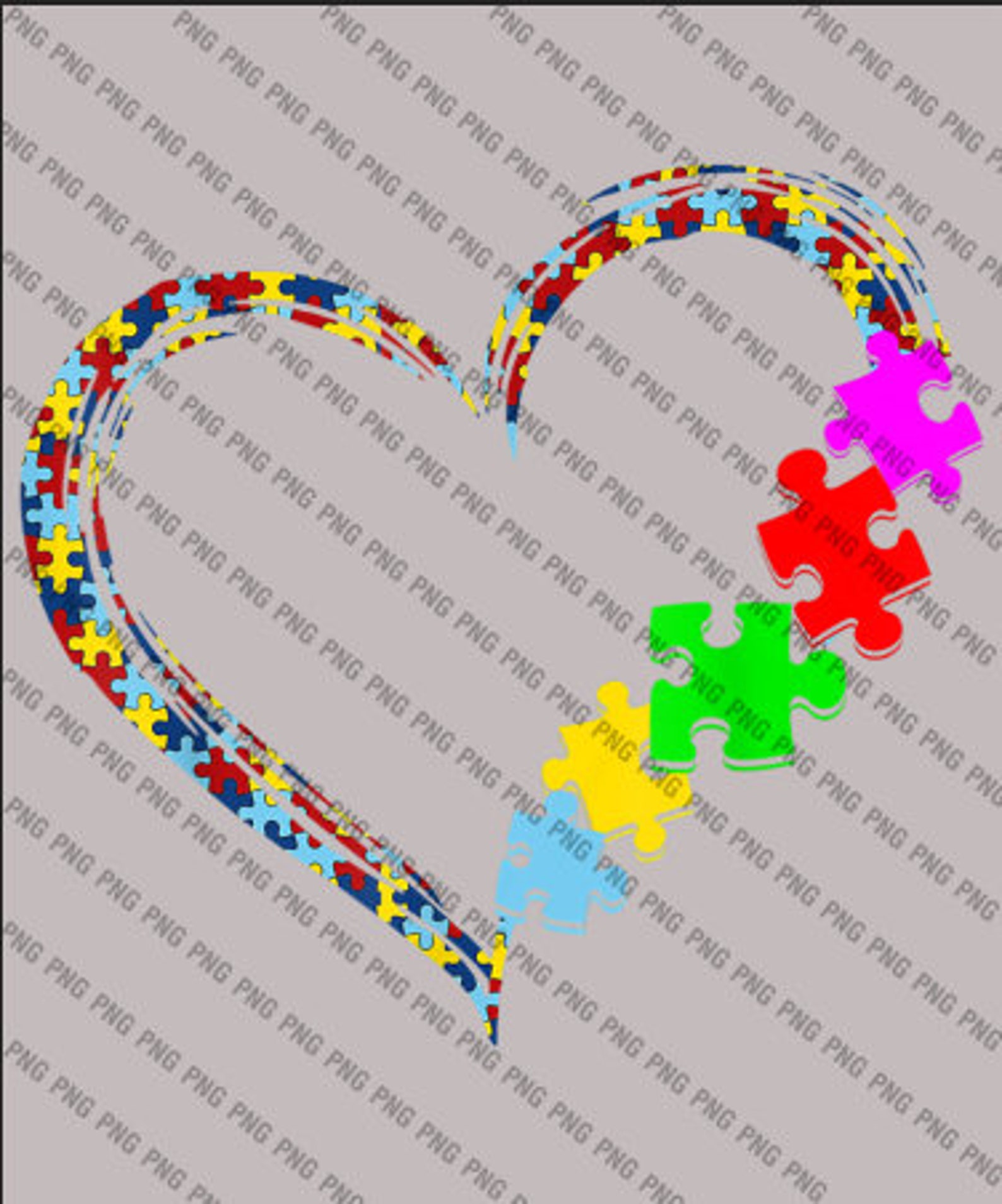 Autism Awareness Love Heart Puzzle Piece Gift Men Women png | Etsy